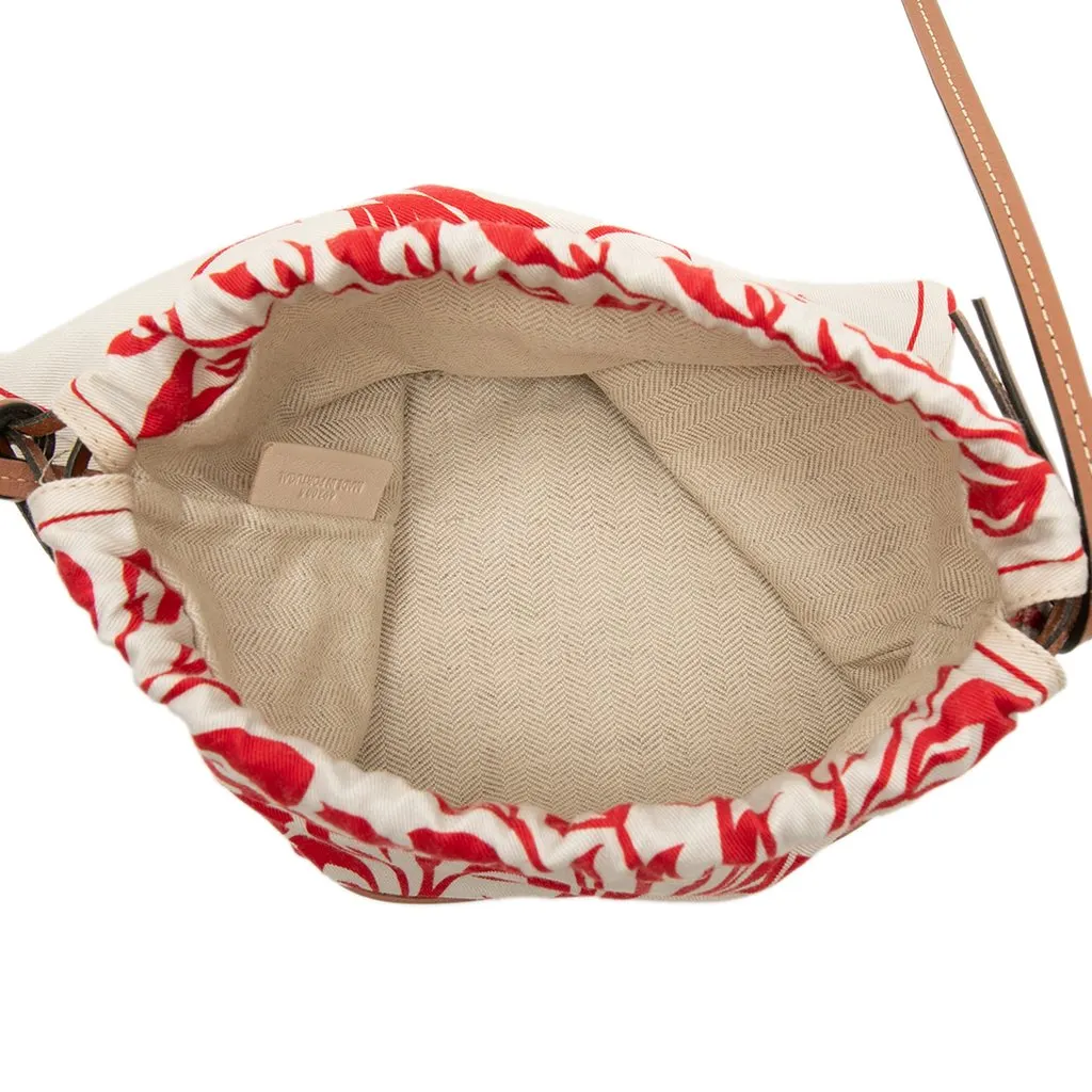 LOEWE William de Morgan Small Anagram Canvas Drawstring Crossbody White Very good - Model View