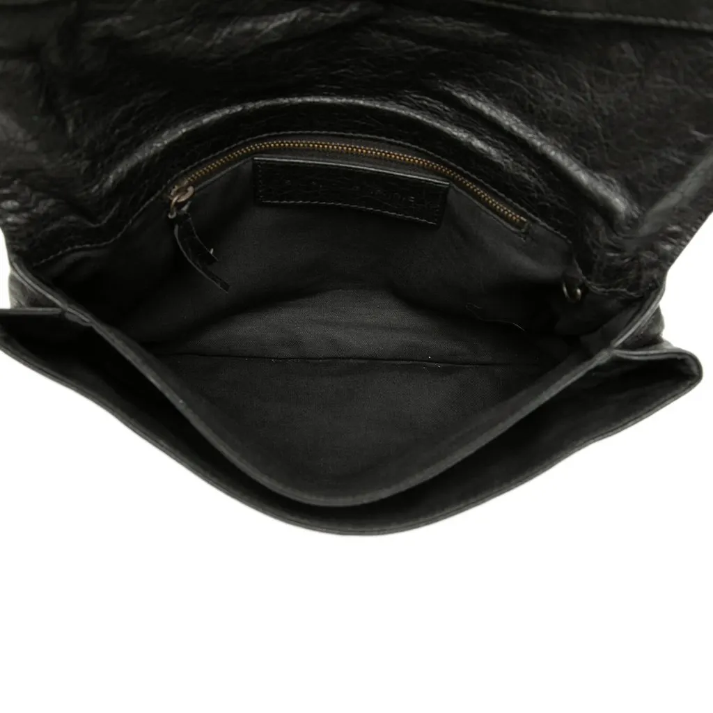Balenciaga Lambskin Motocross Classic Envelope Clutch Black Leather Very good - Model View