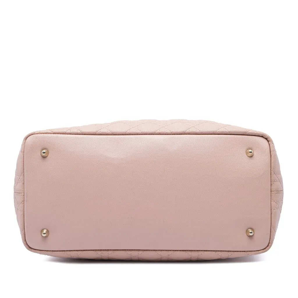 Dior Large Coated Canvas Cannage Panarea Tote Pink Canvas Good - Inside View