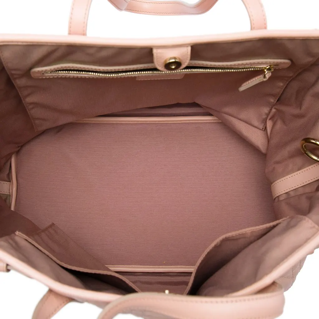 Dior Large Coated Canvas Cannage Panarea Tote Pink Canvas Good - Model View
