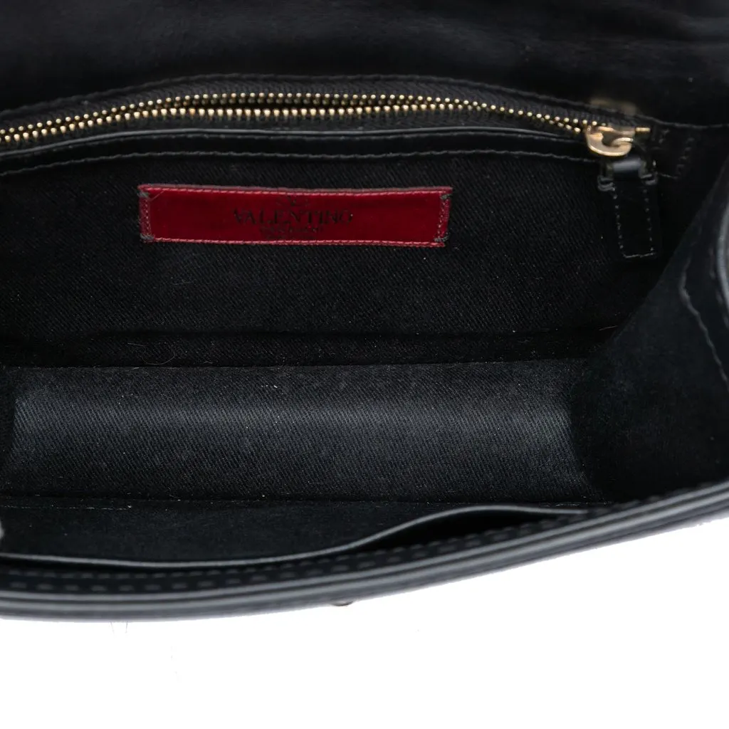 Valentino Small Leather Rockstud Glam Lock Crossbody Black Leather Very good - Model View