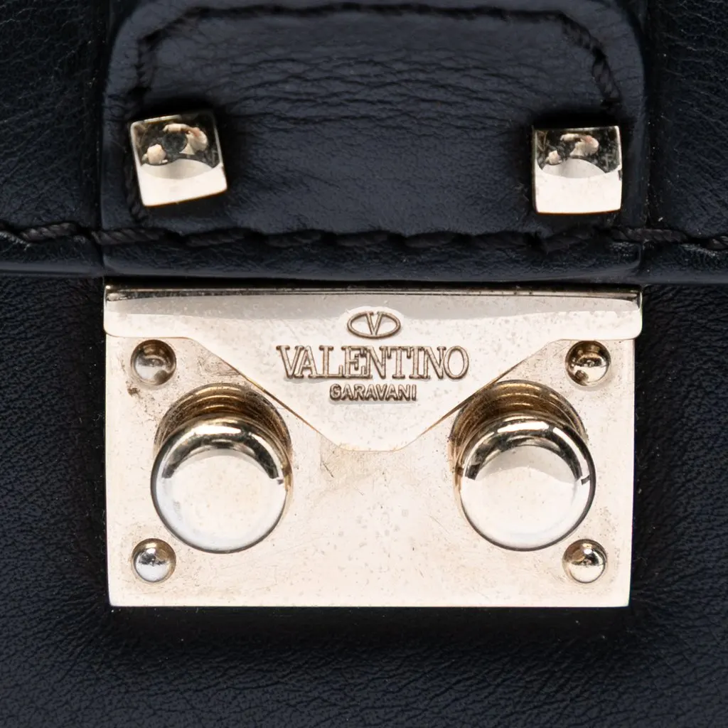 Valentino Small Leather Rockstud Glam Lock Crossbody Black Leather Very good - Box View
