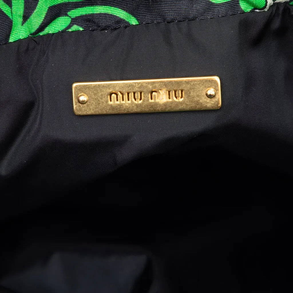 Miu Miu Canvas Floral Botanical Print Drawstring Pouch Black Very good - Box View