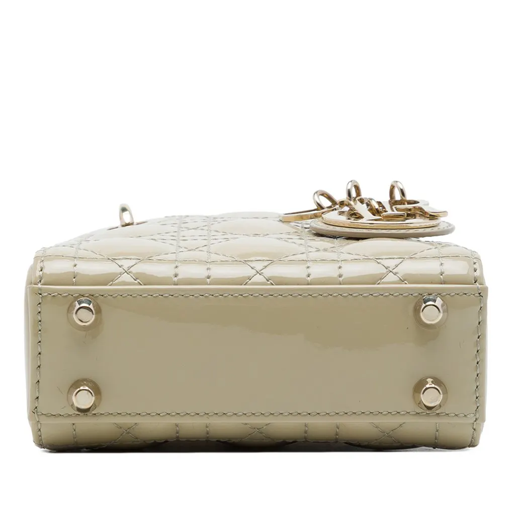 Dior Micro Patent Cannage Lady Dior Beige Leather Good - Inside View