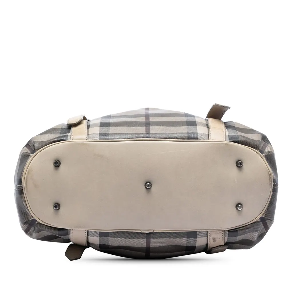 Burberry Smoke Check Coated Canvas Northfield Satchel Grey Good - Inside View