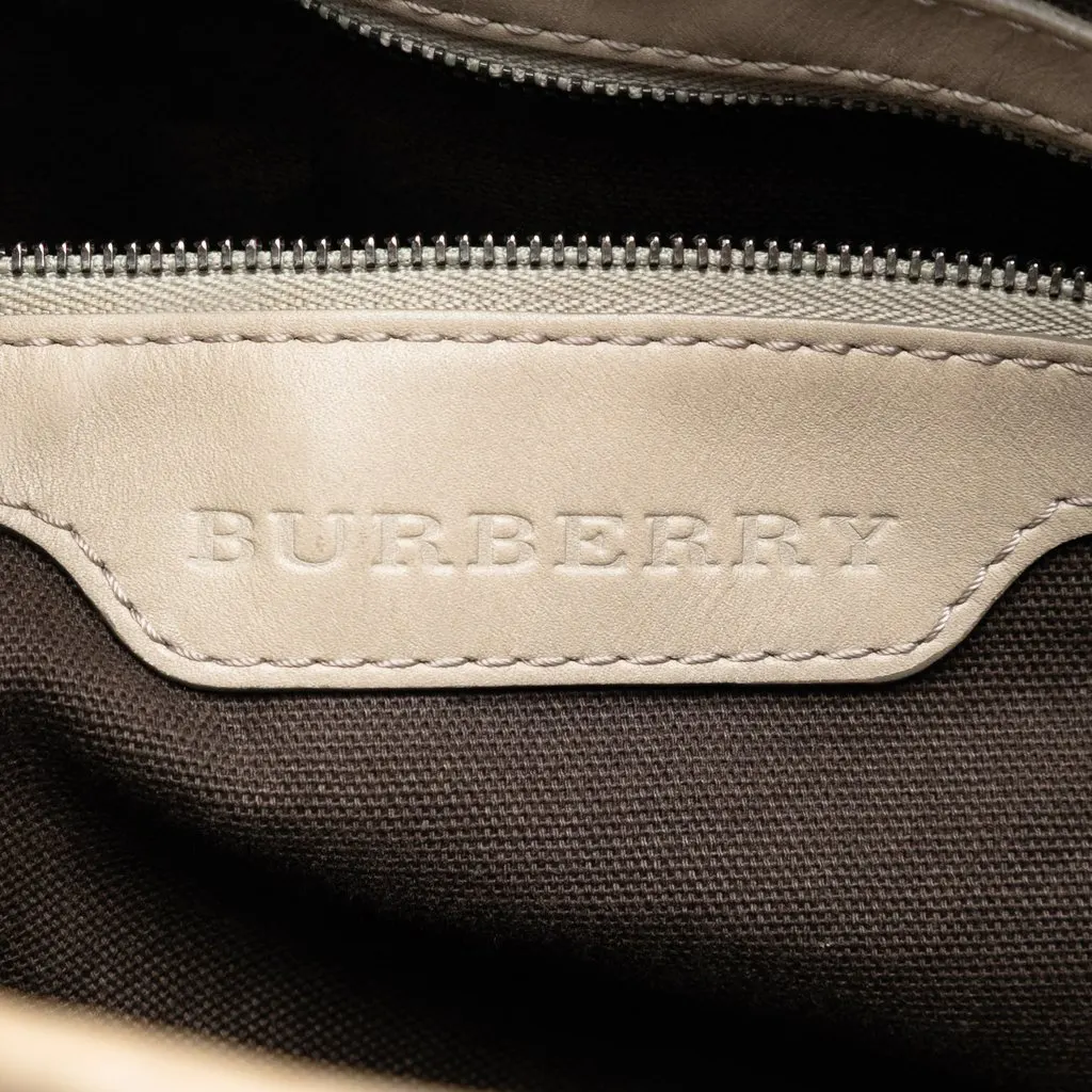 Burberry Smoke Check Coated Canvas Northfield Satchel Grey Good - Box View