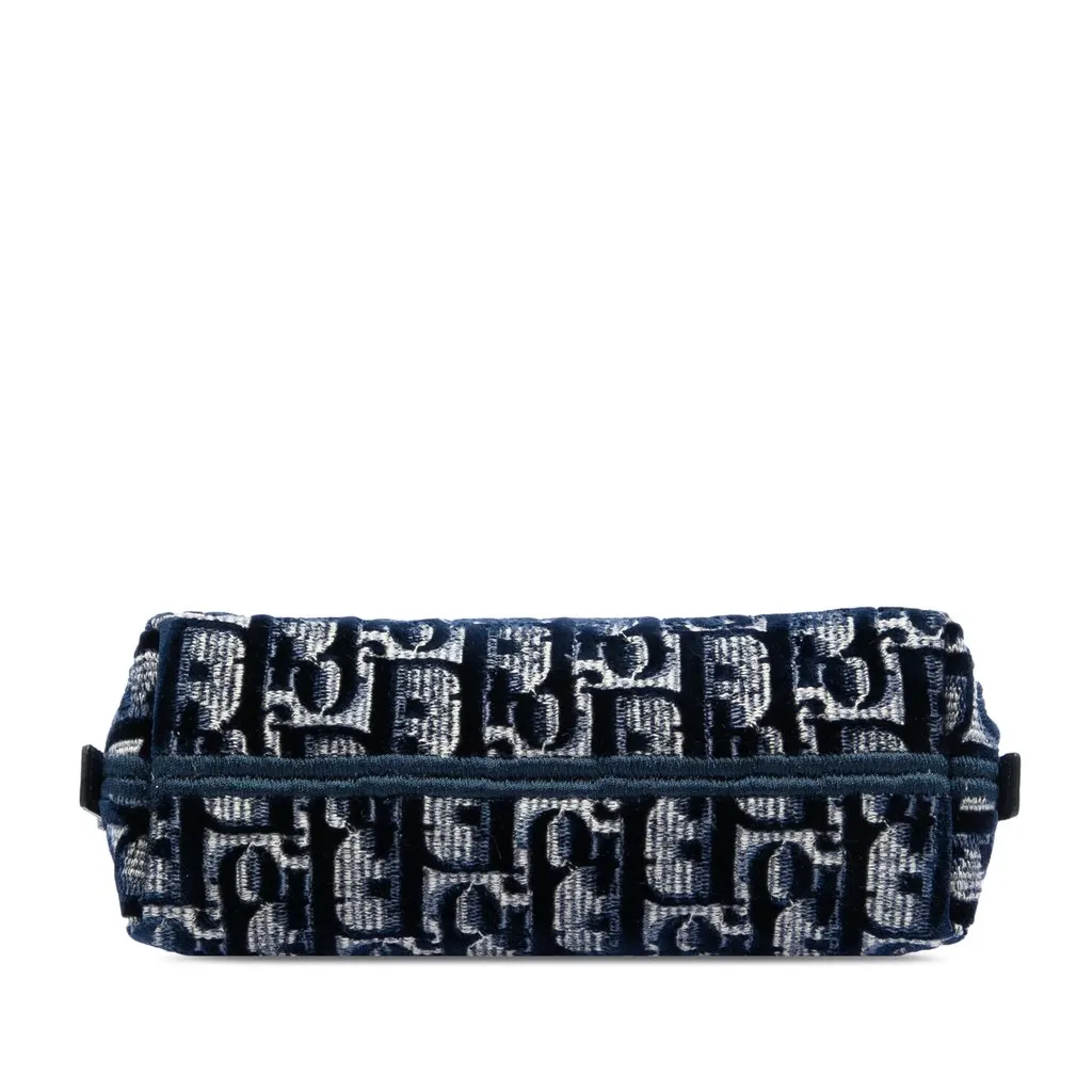 Dior Oblique Embroidered Velvet Cosmetic Pouch Blue Velvet Very good - Inside View