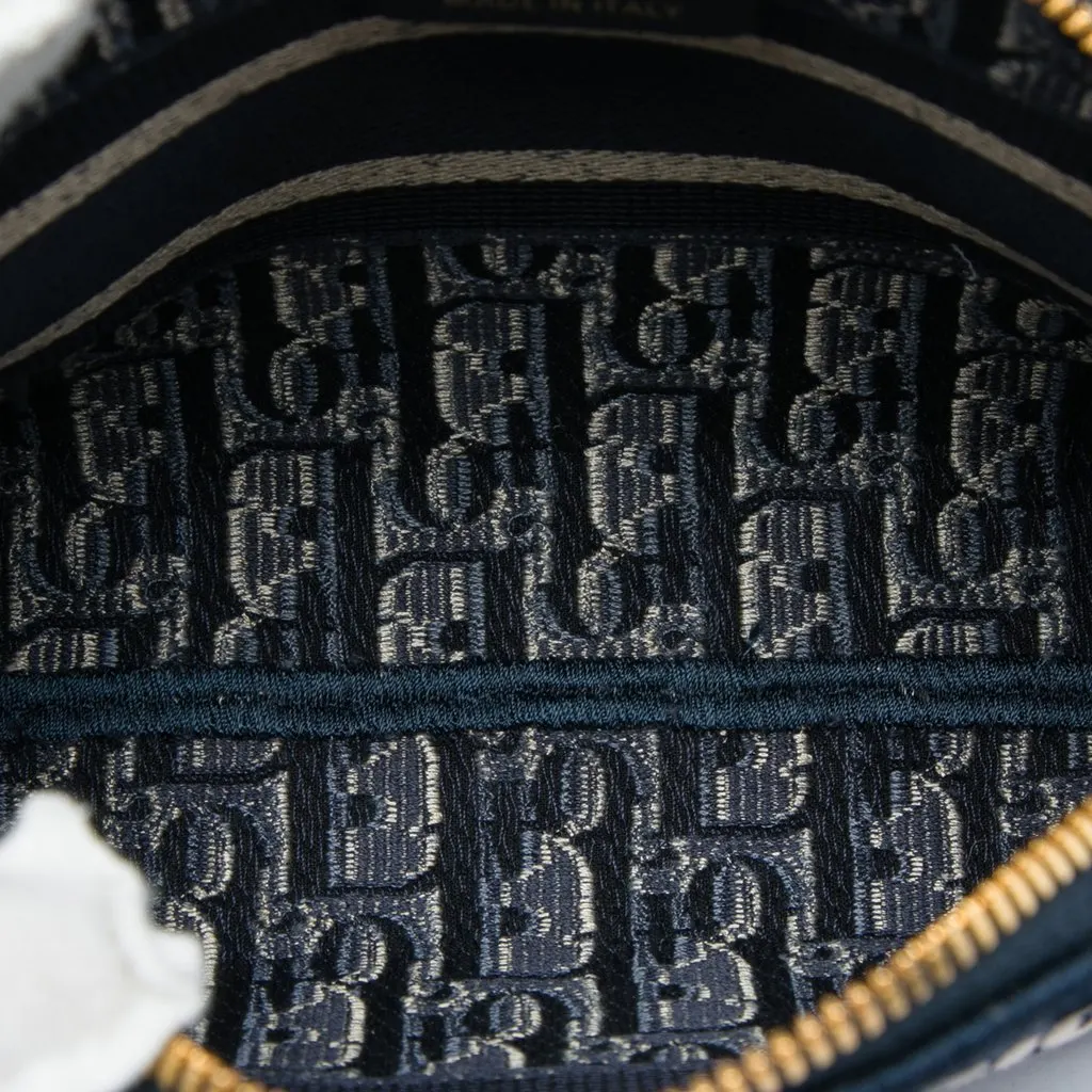Dior Oblique Embroidered Velvet Cosmetic Pouch Blue Velvet Very good - Model View