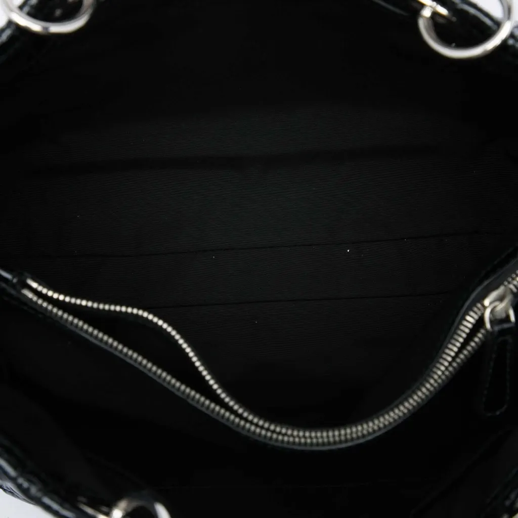 Dior Large Patent Cannage Lady Dior Soft Shopping Tote Black Leather Very good - Model View
