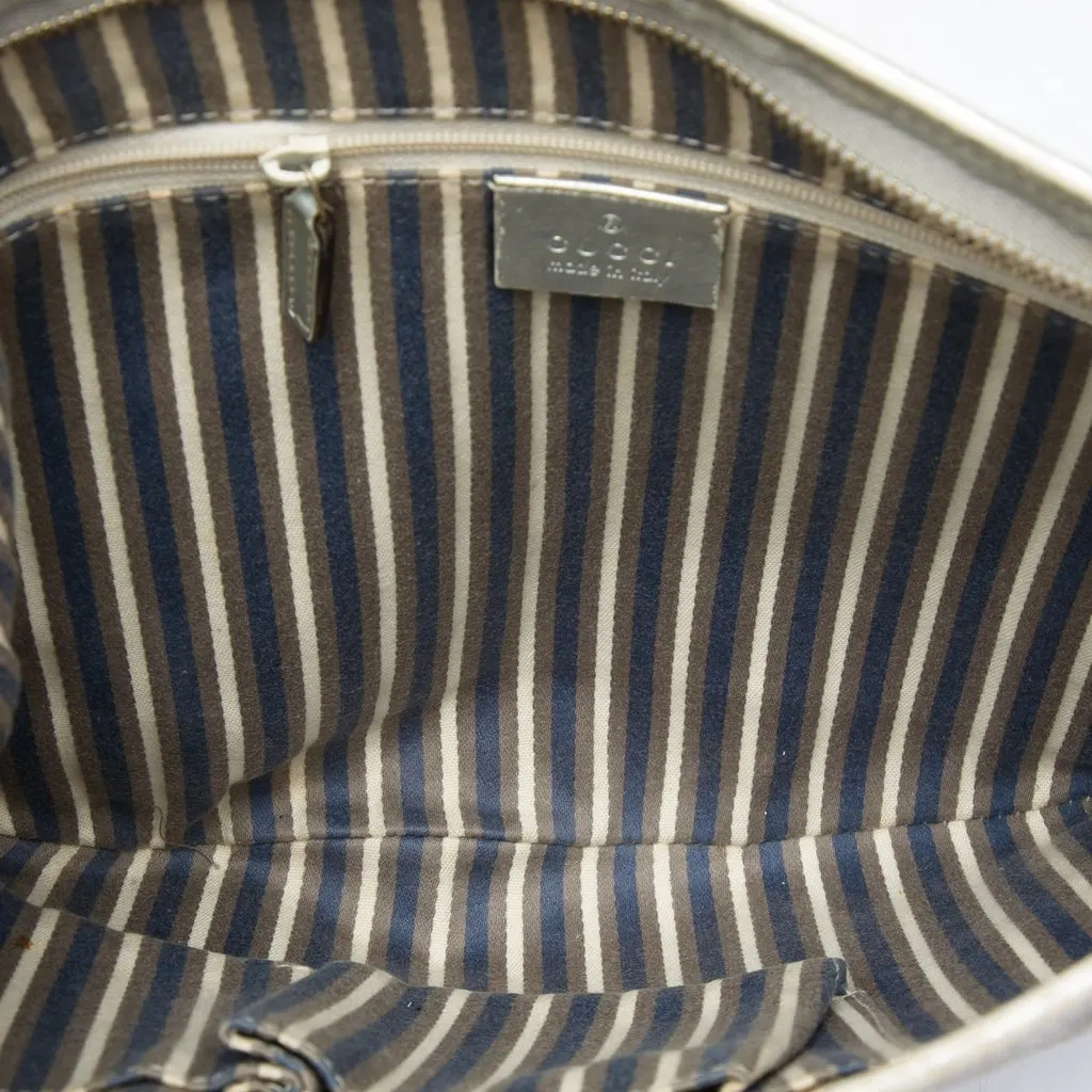 Gucci Medium GG Canvas New Britt Half Moon Crossbody Silver Canvas Good - Model View