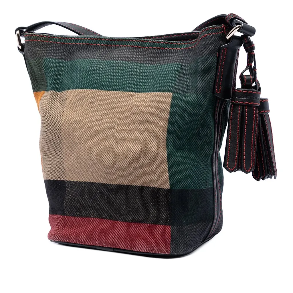 Burberry Mini Mega Check Canvas Ashby Tassel Bucket Bag Brown Very good - Back View