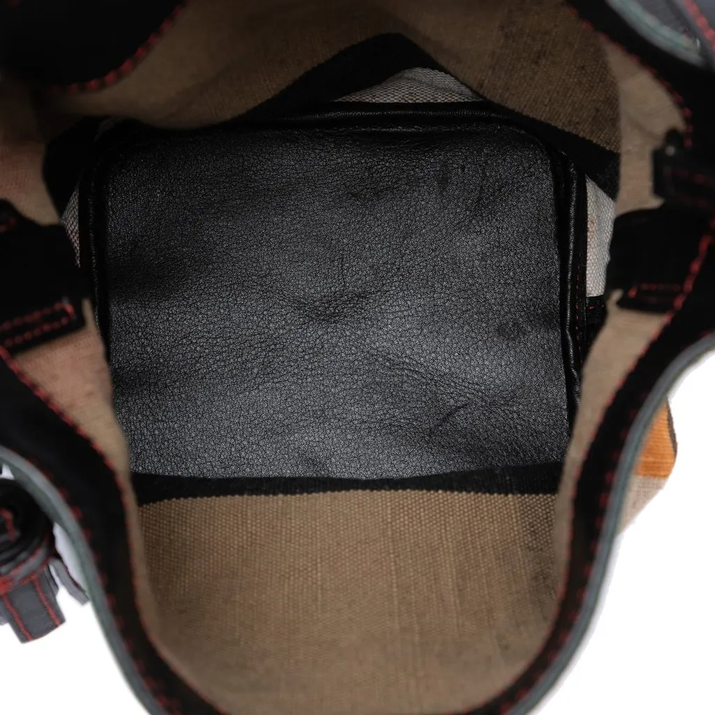 Burberry Mini Mega Check Canvas Ashby Tassel Bucket Bag Brown Very good - Model View