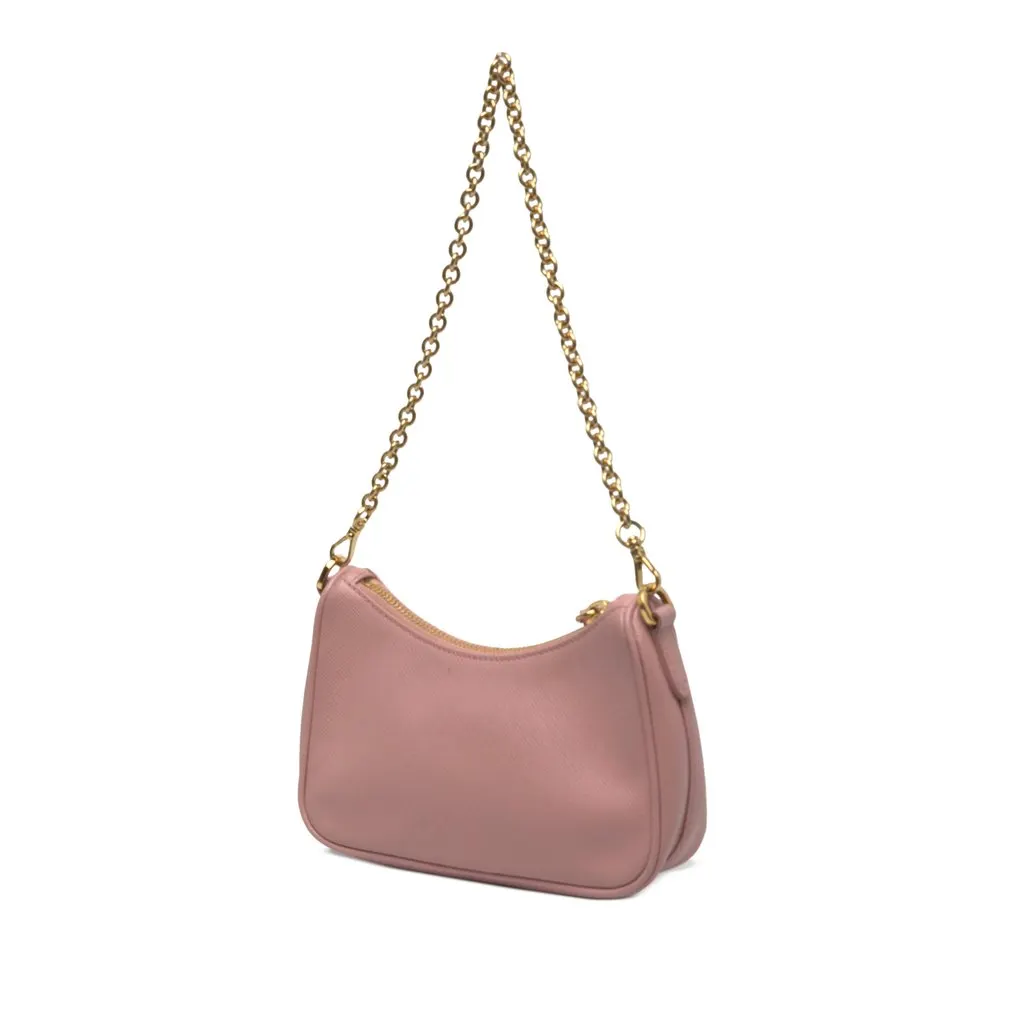 Prada Mini Saffiano Re Edition 2005 Satchel Pink Leather Very good - Back View
