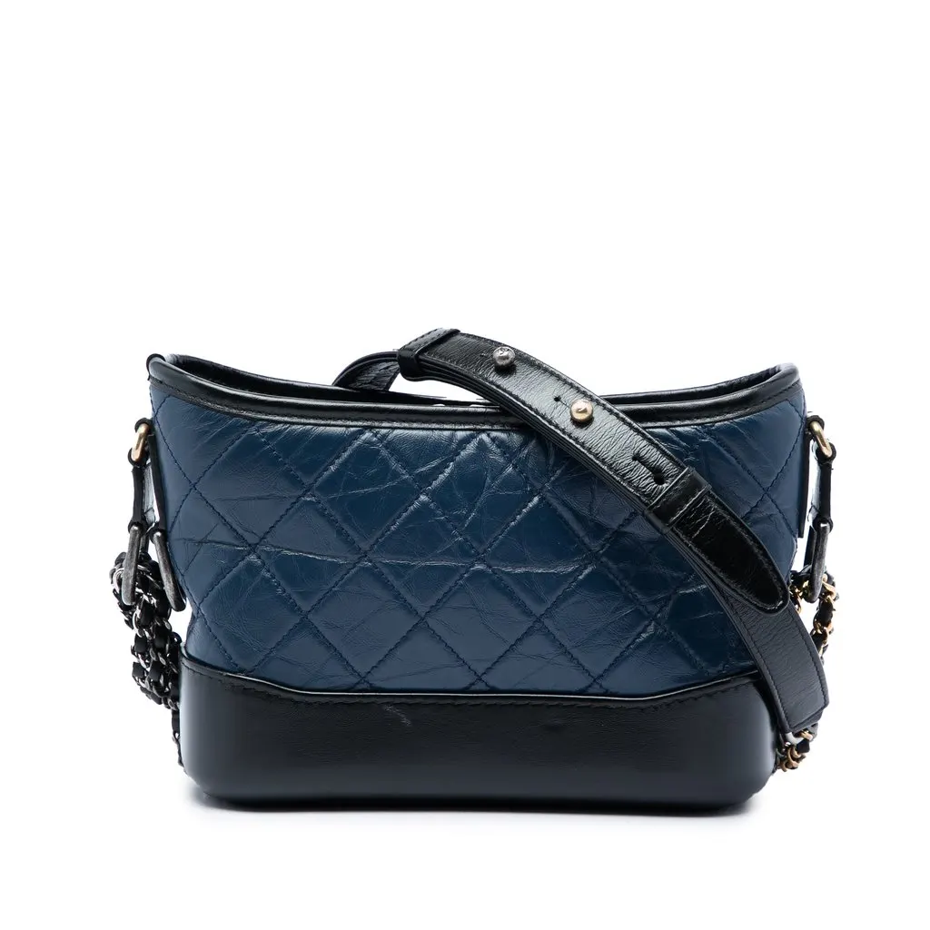 Chanel Small Bicolor Aged Calfskin Gabrielle Crossbody Blue Leather Very good - Front View