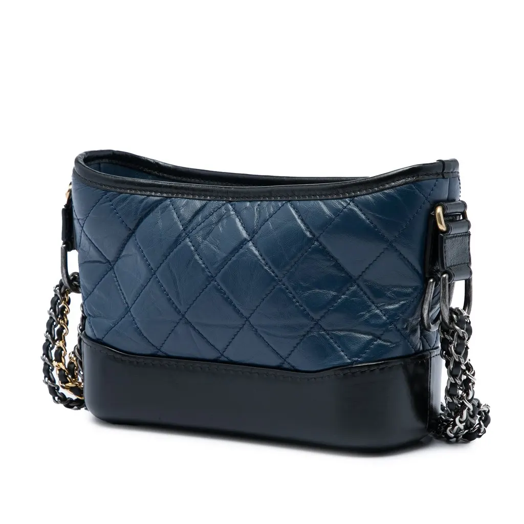 Chanel Small Bicolor Aged Calfskin Gabrielle Crossbody Blue Leather Very good - Back View