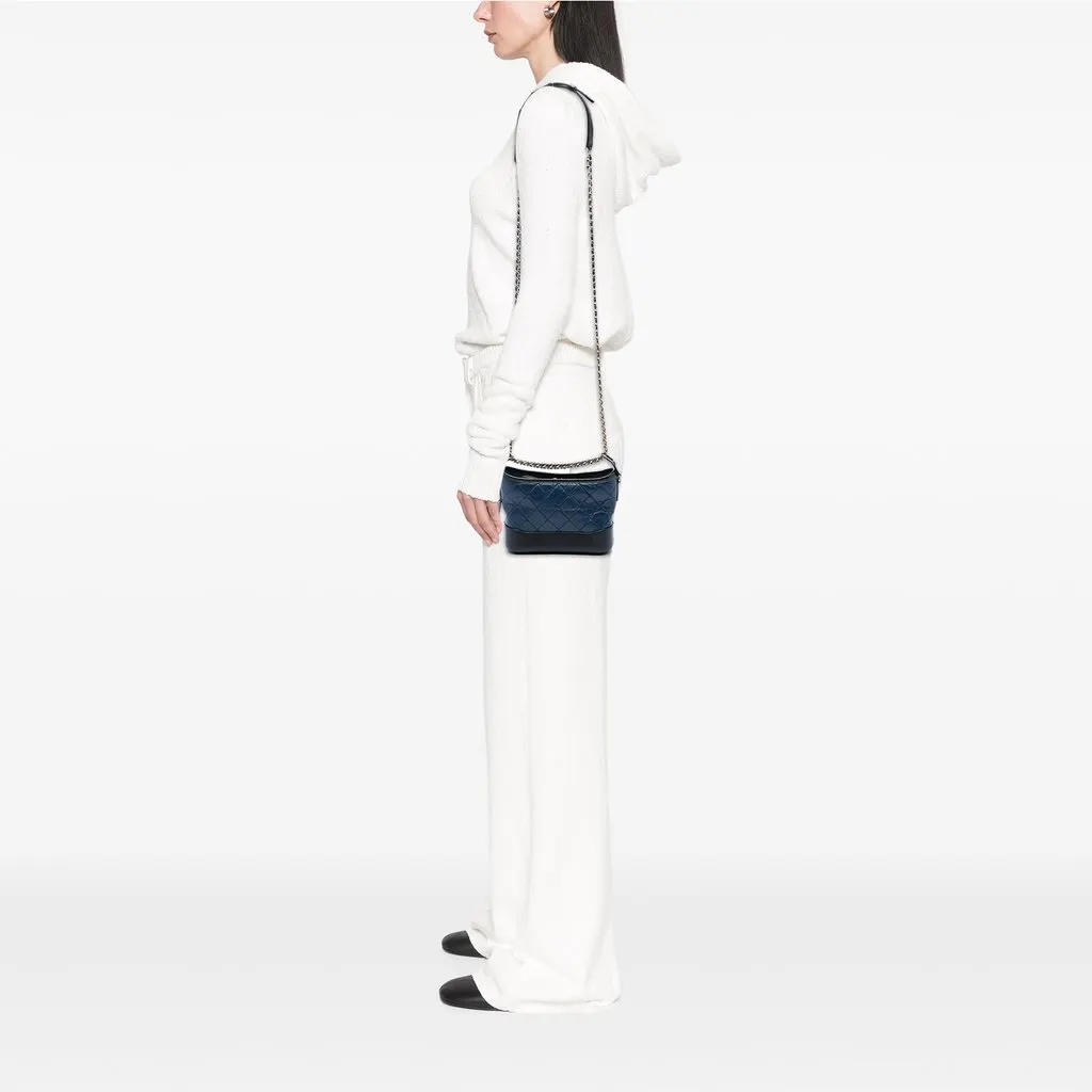 Chanel Small Bicolor Aged Calfskin Gabrielle Crossbody Blue Leather Very good - Box View