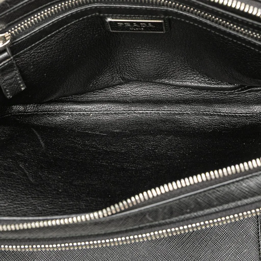 Prada Saffiano Portfolio Zip Clutch Black Leather Good - Box View