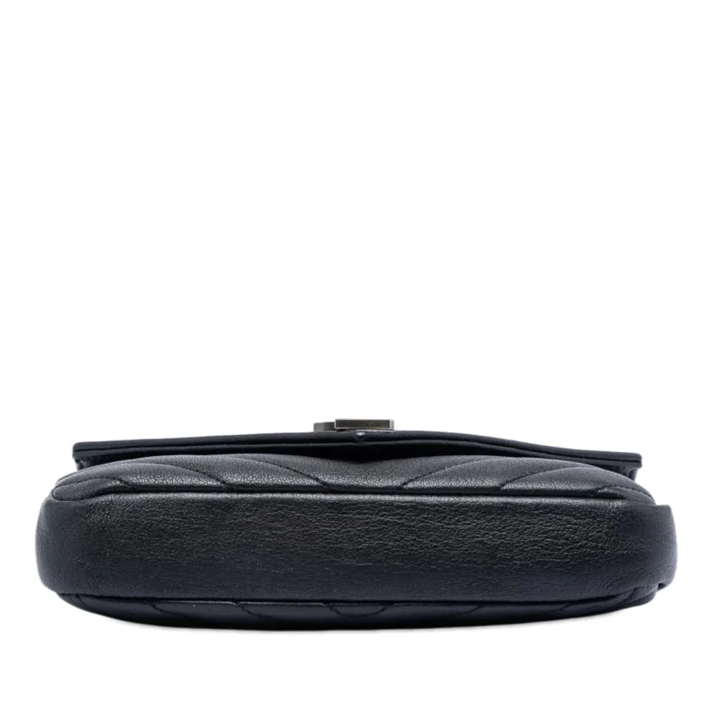 Saint Laurent Mini Chevron Sheepskin Monogram College Satchel Black Leather Very good - Inside View