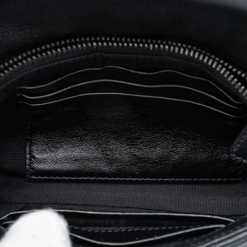 Saint Laurent Mini Chevron Sheepskin Monogram College Satchel Black Leather Very good - Model View