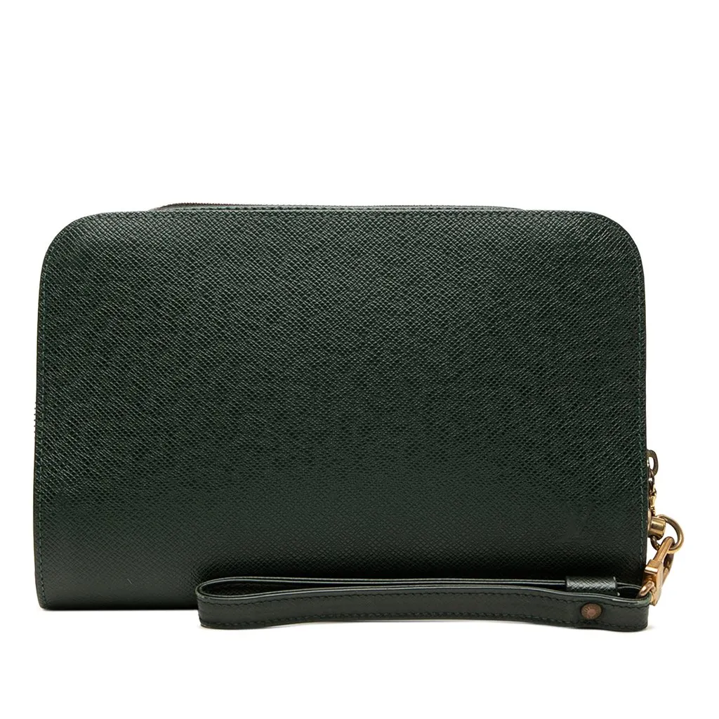 Louis Vuitton Taiga Pochette Baikal Green Leather Very good - Front View