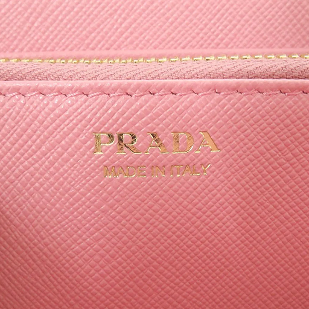 Prada Saffiano Fiocco Bow Long Wallet Pink Leather Very good - Model View