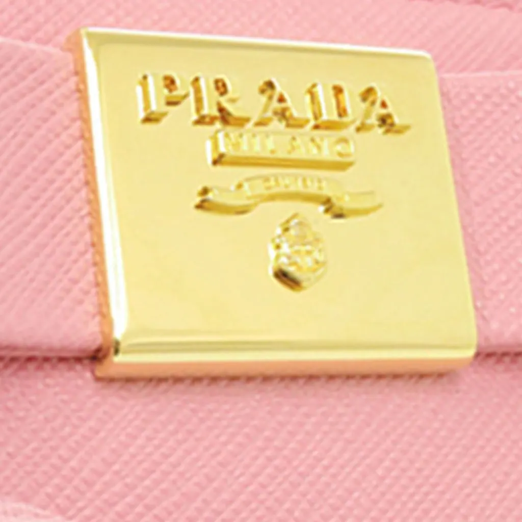 Prada Saffiano Fiocco Bow Long Wallet Pink Leather Very good - Box View