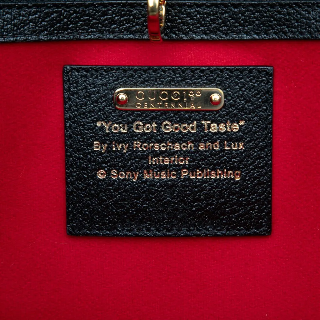 Gucci 100th Anniversary Calfskin Trimmed Felt Script Logo Shopping Tote Red Very good - Box View