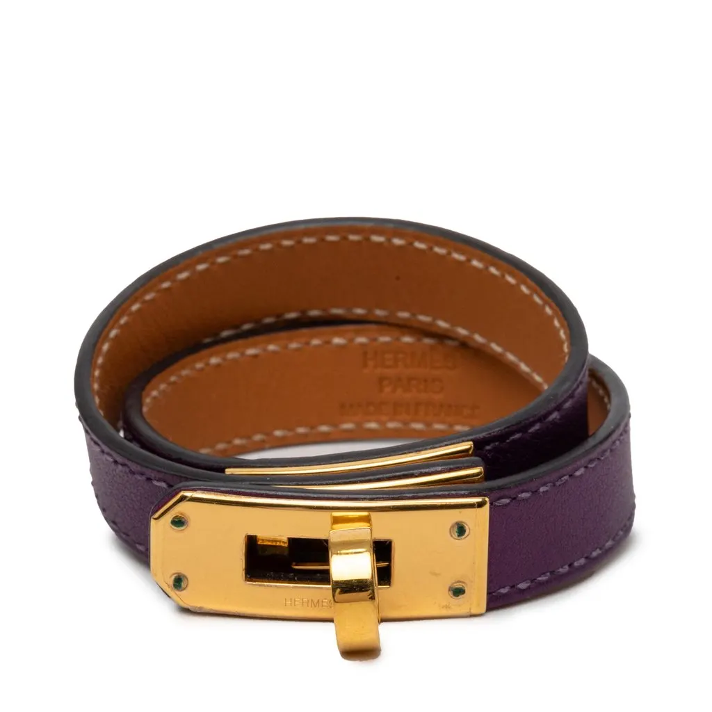 Hermès Swift Kelly Double Tour Bracelet XS Purple Leather Very good - Front View