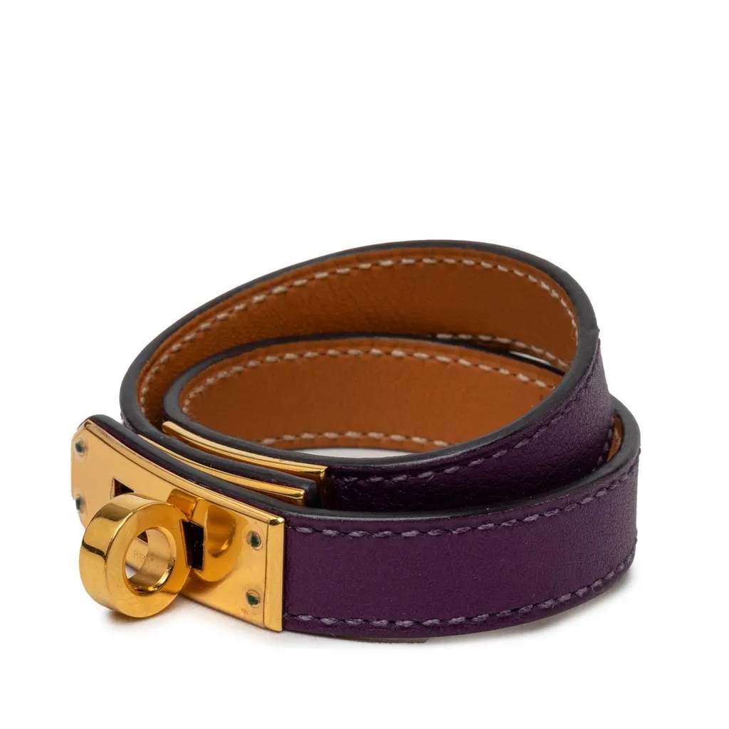Hermès Swift Kelly Double Tour Bracelet XS Purple Leather Very good - Back View