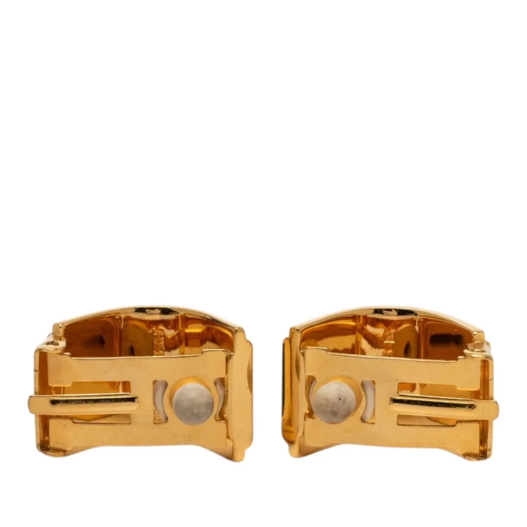 Hermès Gold Plated Enamel Cloisonne Clip On Earrings Gold Metal Very good - Back View