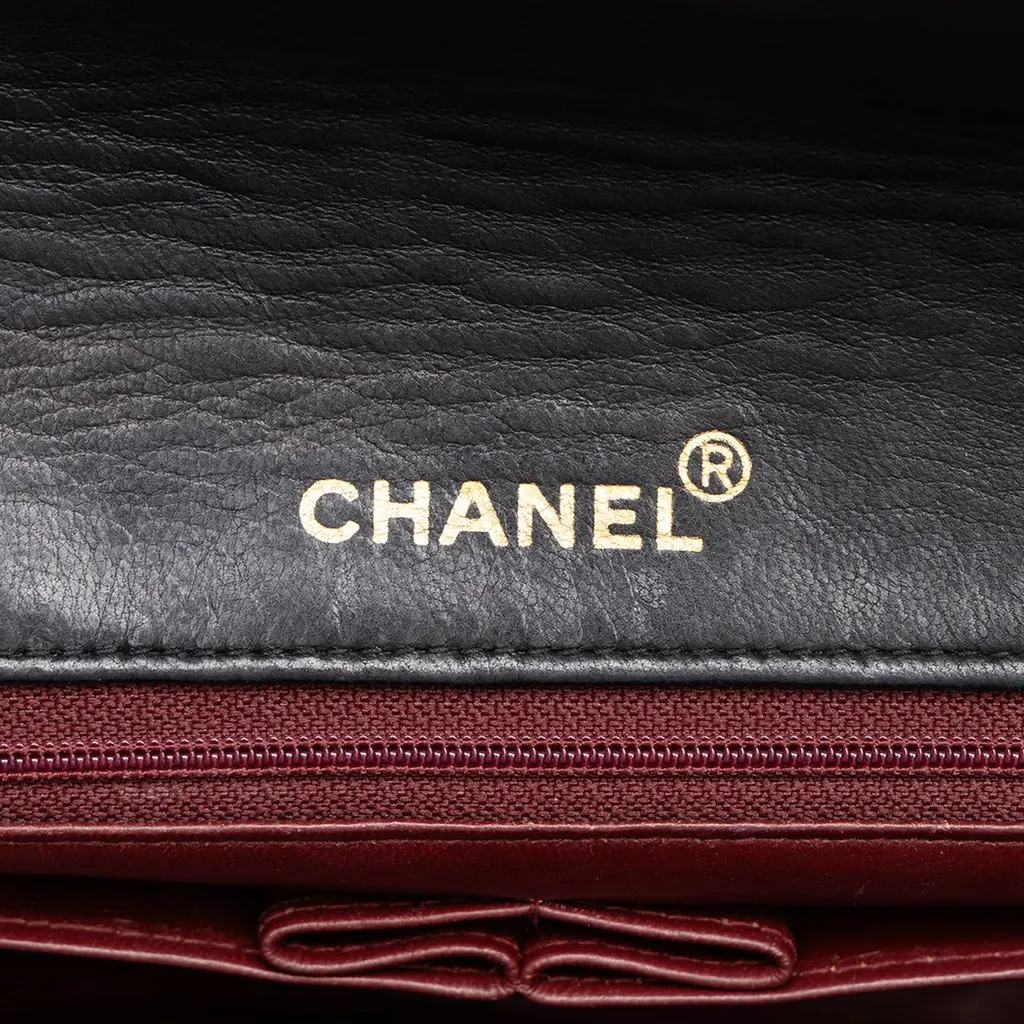 Chanel CC Quilted Lambskin Full Single Flap Black Leather Very good - Box View