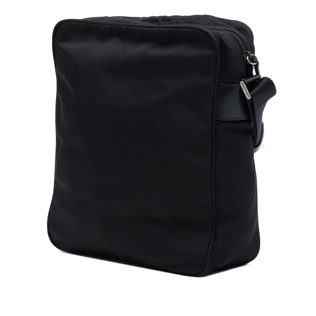 Prada Tessuto Zip Top Crossbody Black Polyamide Good - Back View