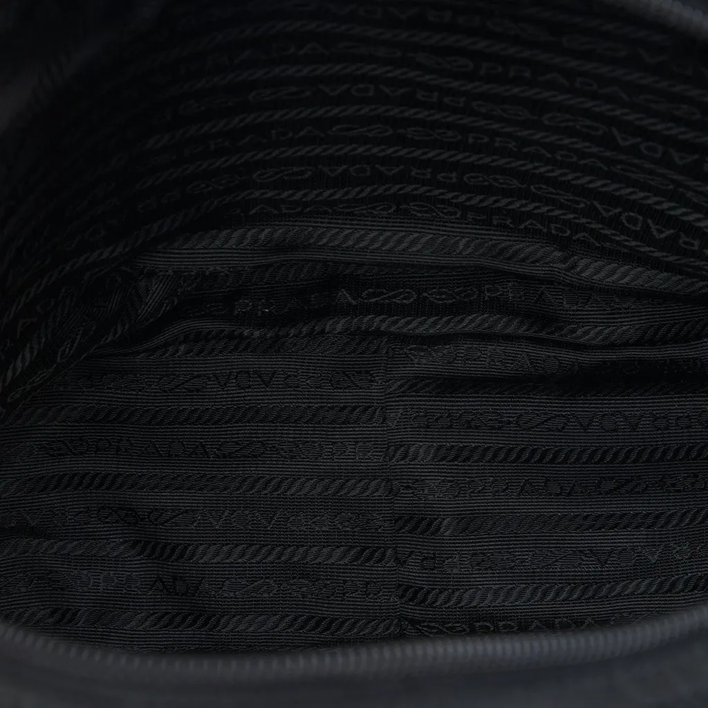Prada Tessuto Zip Top Crossbody Black Polyamide Good - Model View