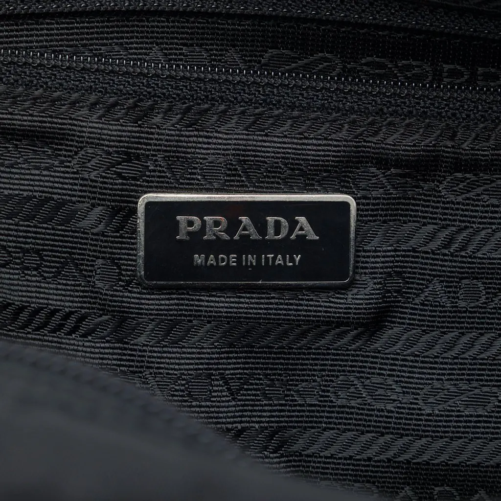 Prada Tessuto Zip Top Crossbody Black Polyamide Good - Box View