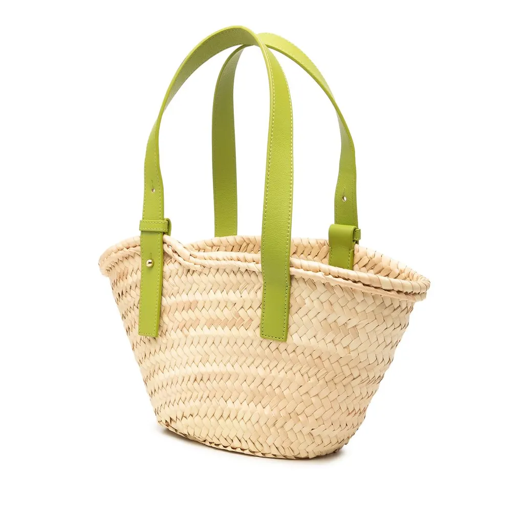 LOEWE Small Raffia Anagram Basket Bag Beige Very good - Back View