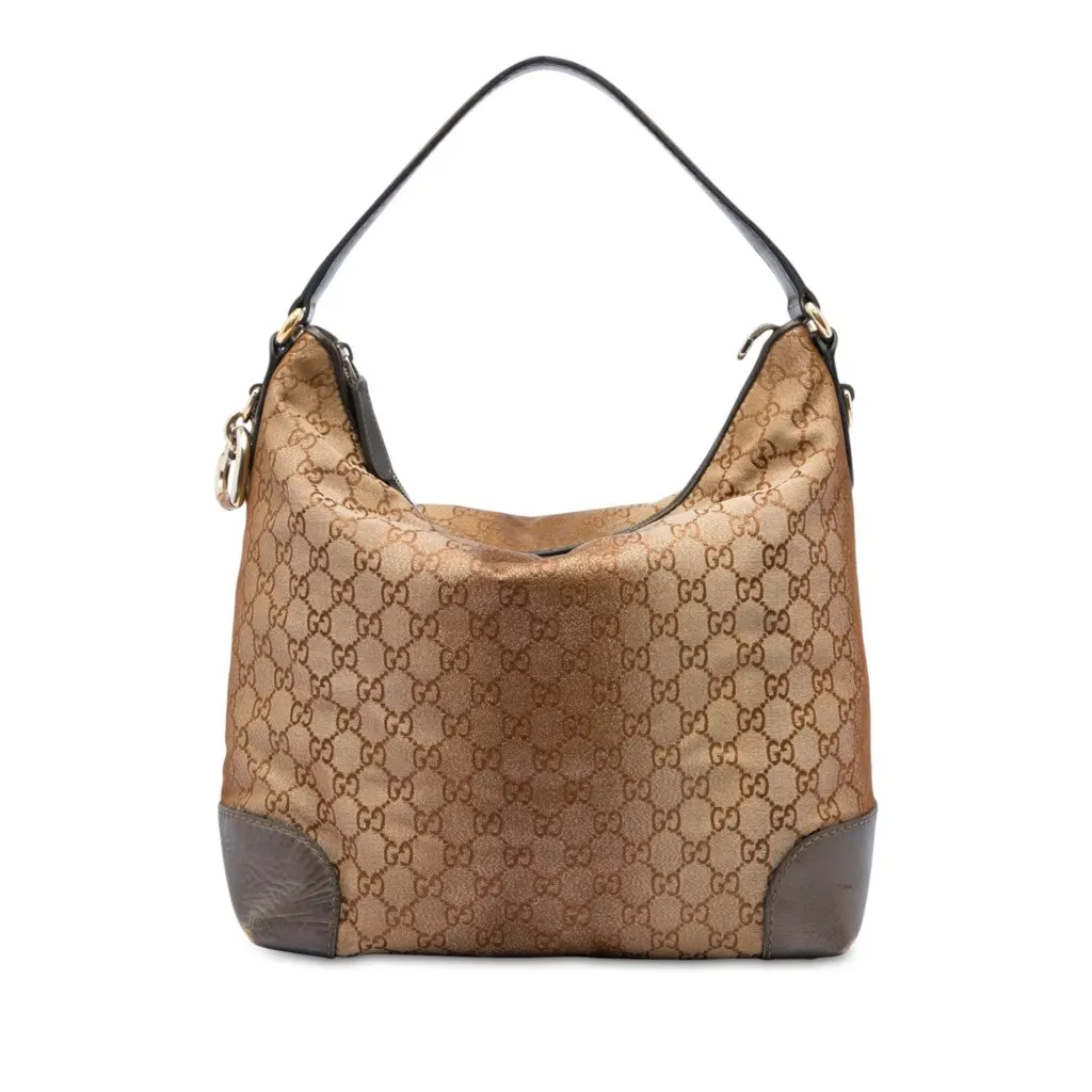 Gucci GG Lurex Heart Bit Shoulder Bag Brown Good - Front View