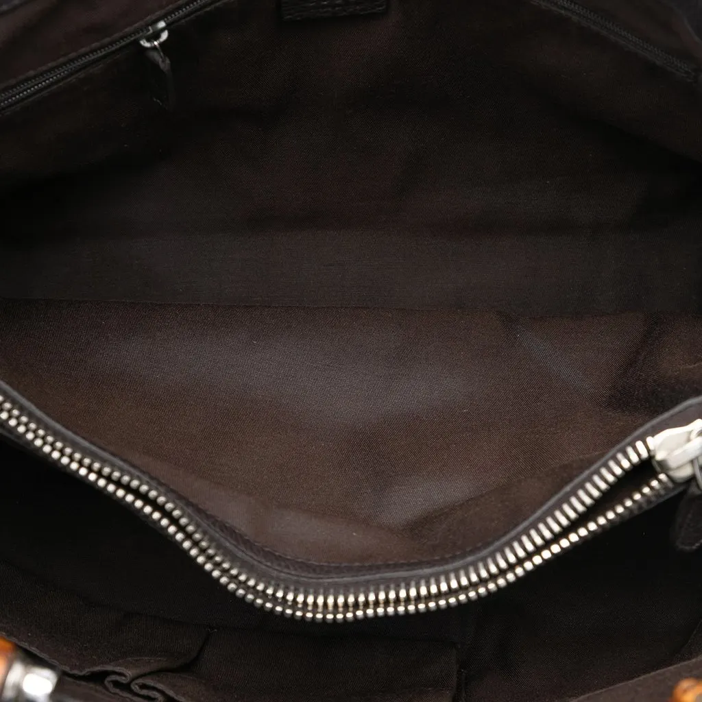 Gucci Calfskin Bamboo Libeccio Tote Brown Leather Very good - Model View