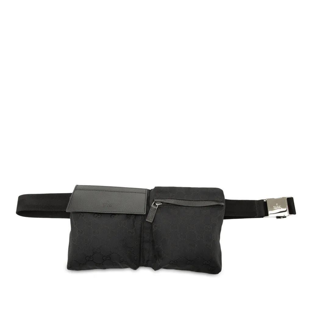 Gucci GG Canvas Double Pocket Belt Bag Black Very good - Front View
