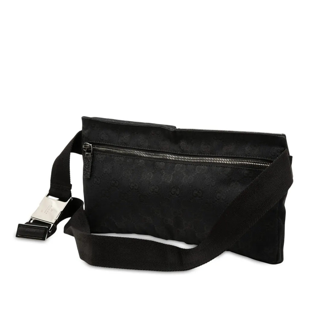Gucci GG Canvas Double Pocket Belt Bag Black Very good - Back View