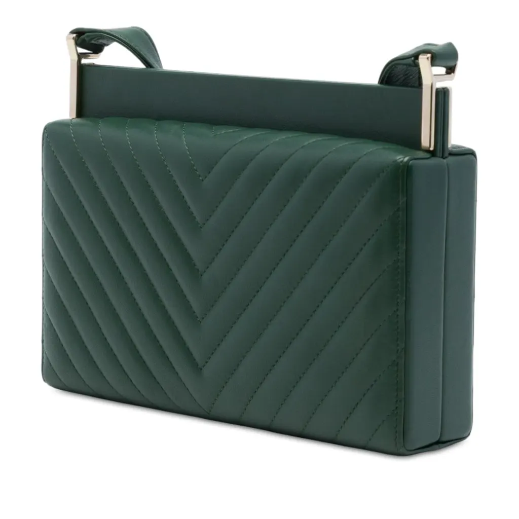 Chanel Chevron Lambskin Reissue 2.55 Box Crossbody Green Leather Very good - Back View