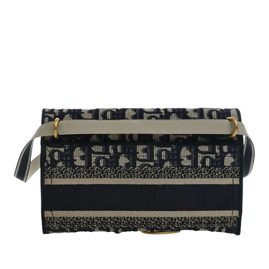 Dior Oblique Canvas Embroidered Saddle Slim Belt Pouch Blue Very good - Model View