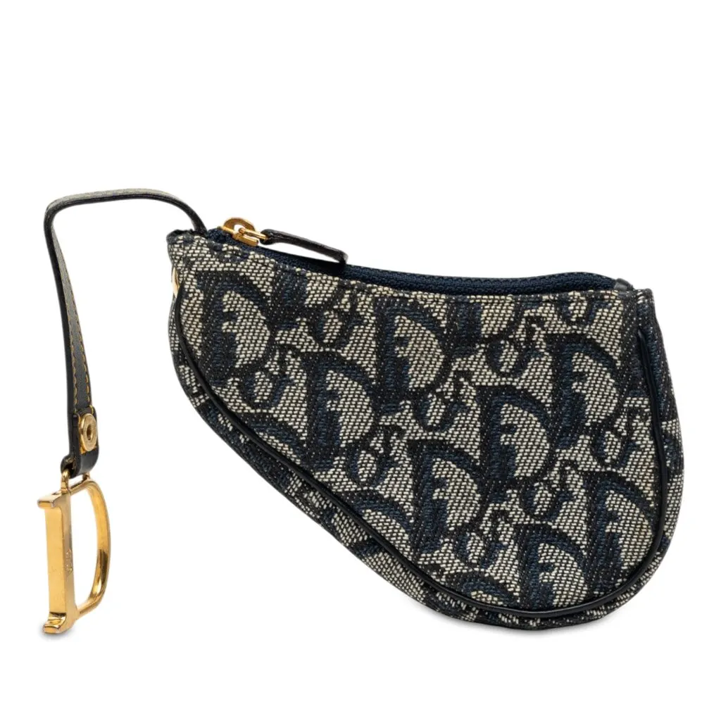Dior Diorissimo Trotter Saddle Coin Pouch Blue Very good - Front View