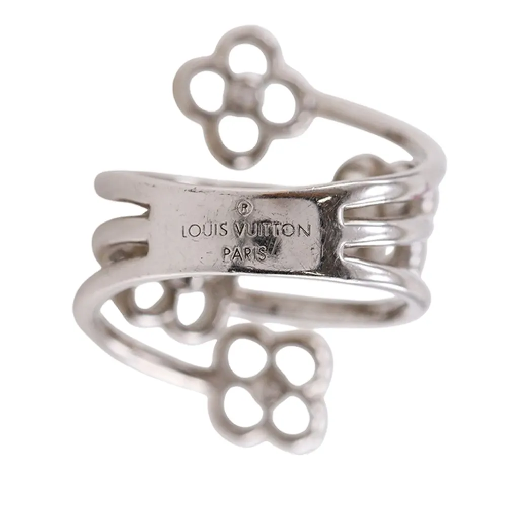 Louis Vuitton Brass Flower Full Ring Silver Metal Very good - Model View