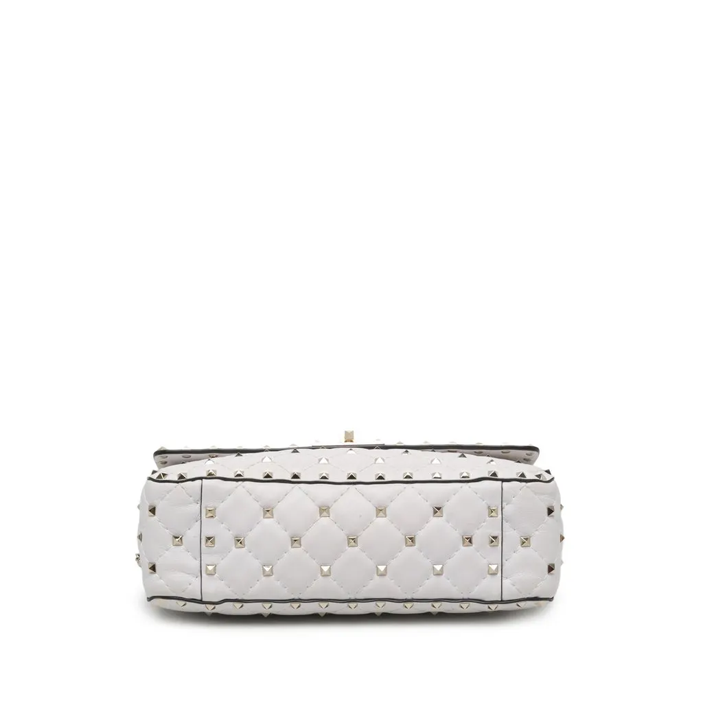Valentino Medium Nappa Rockstud Spike Satchel White Leather Very good - Inside View