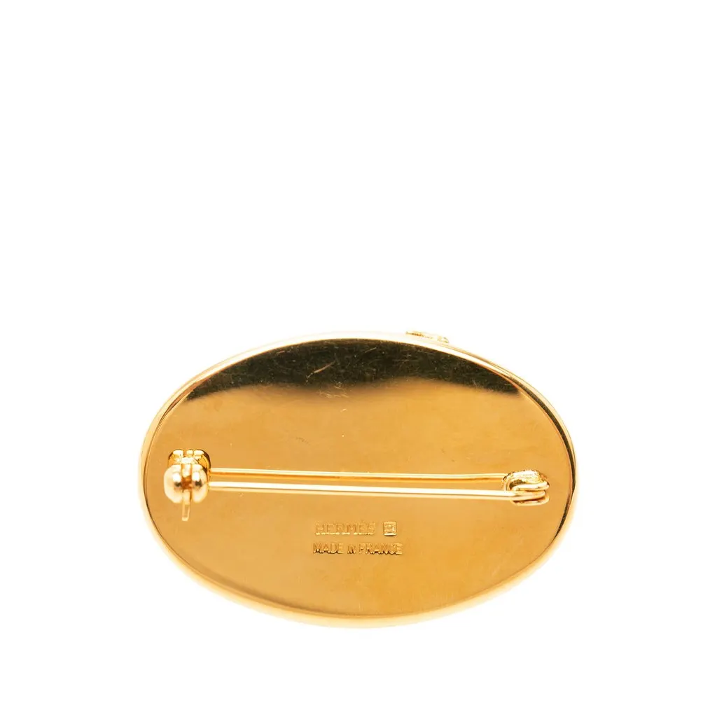Hermès Enamel Chevaux Pin Brooch Blue Very good - Back View
