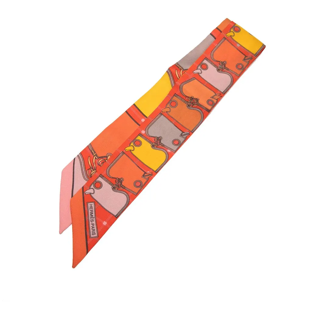 Hermès Camails Silk Twilly Scarf Orange Silk Very good - Front View