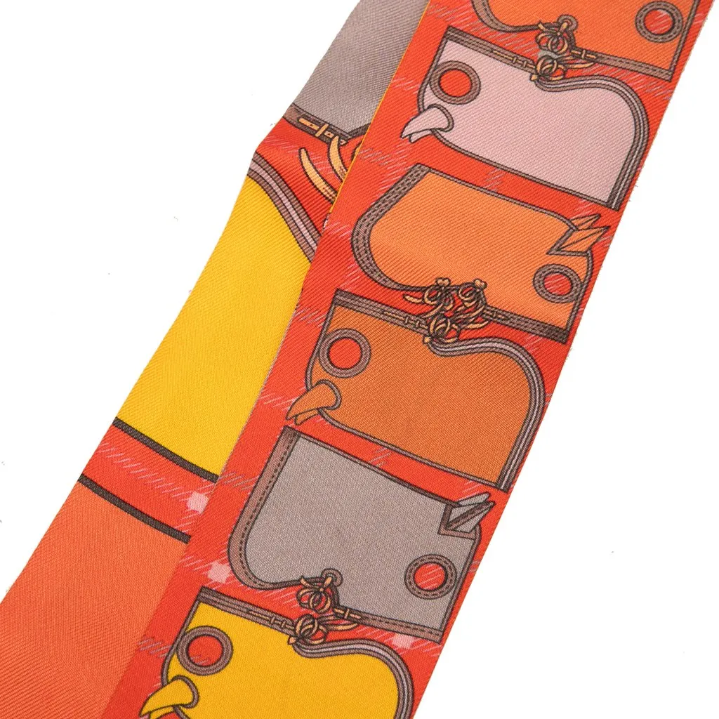 Hermès Camails Silk Twilly Scarf Orange Silk Very good - Inside View