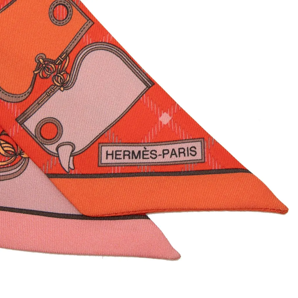 Hermès Camails Silk Twilly Scarf Orange Silk Very good - Model View