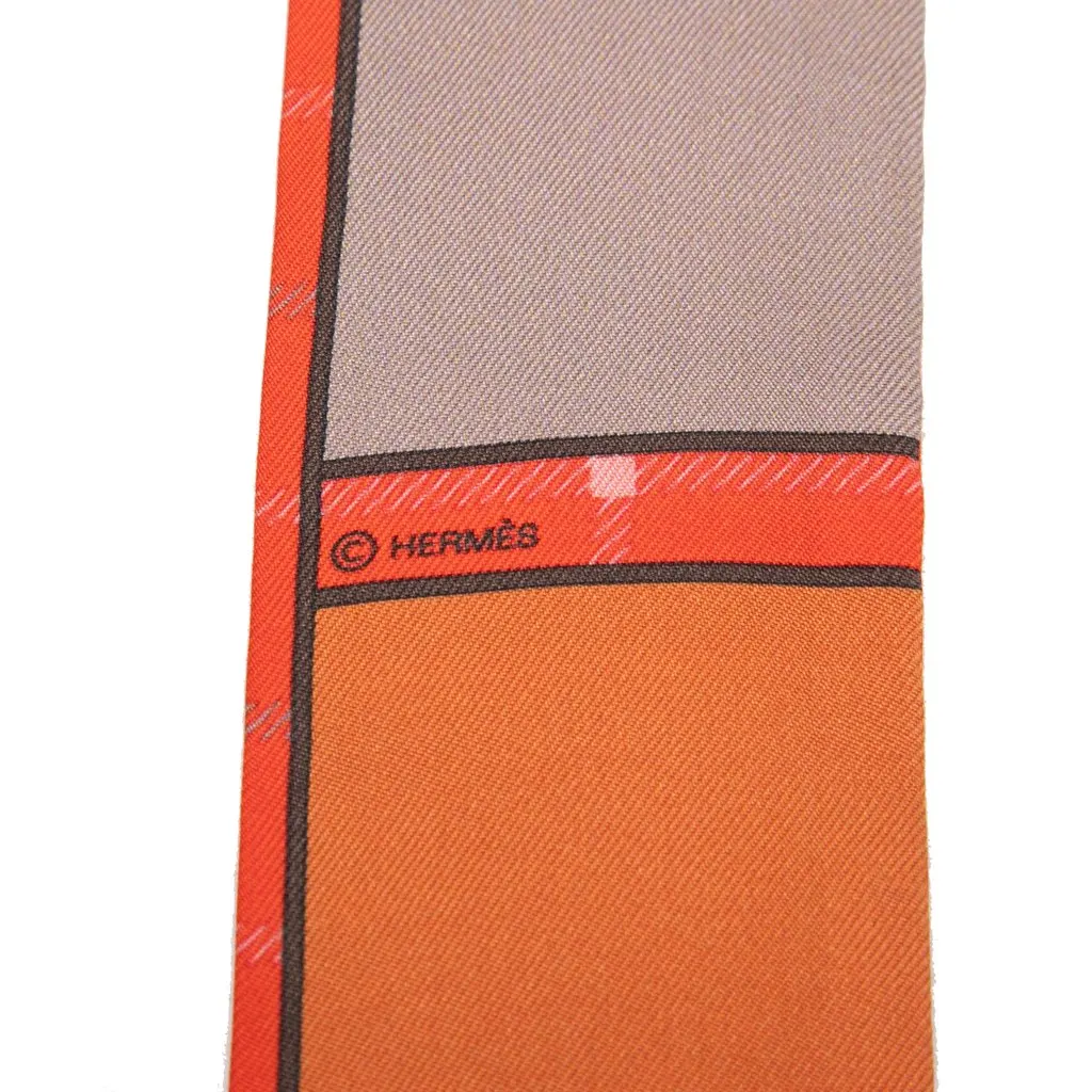 Hermès Camails Silk Twilly Scarf Orange Silk Very good - Box View