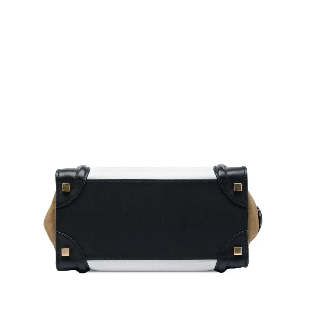 Celine Micro Tricolor Calfskin and Suede Luggage Tote White Leather Very good - Inside View